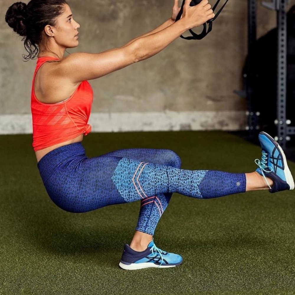 Athleta 7/8 Blue Geometric Patterned Athletic Com… - image 1